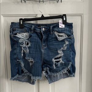 Judy Blue Distressed Blue Denim Shorts